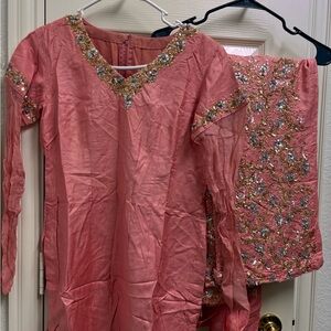 Pink Embellished Traditional Outfit